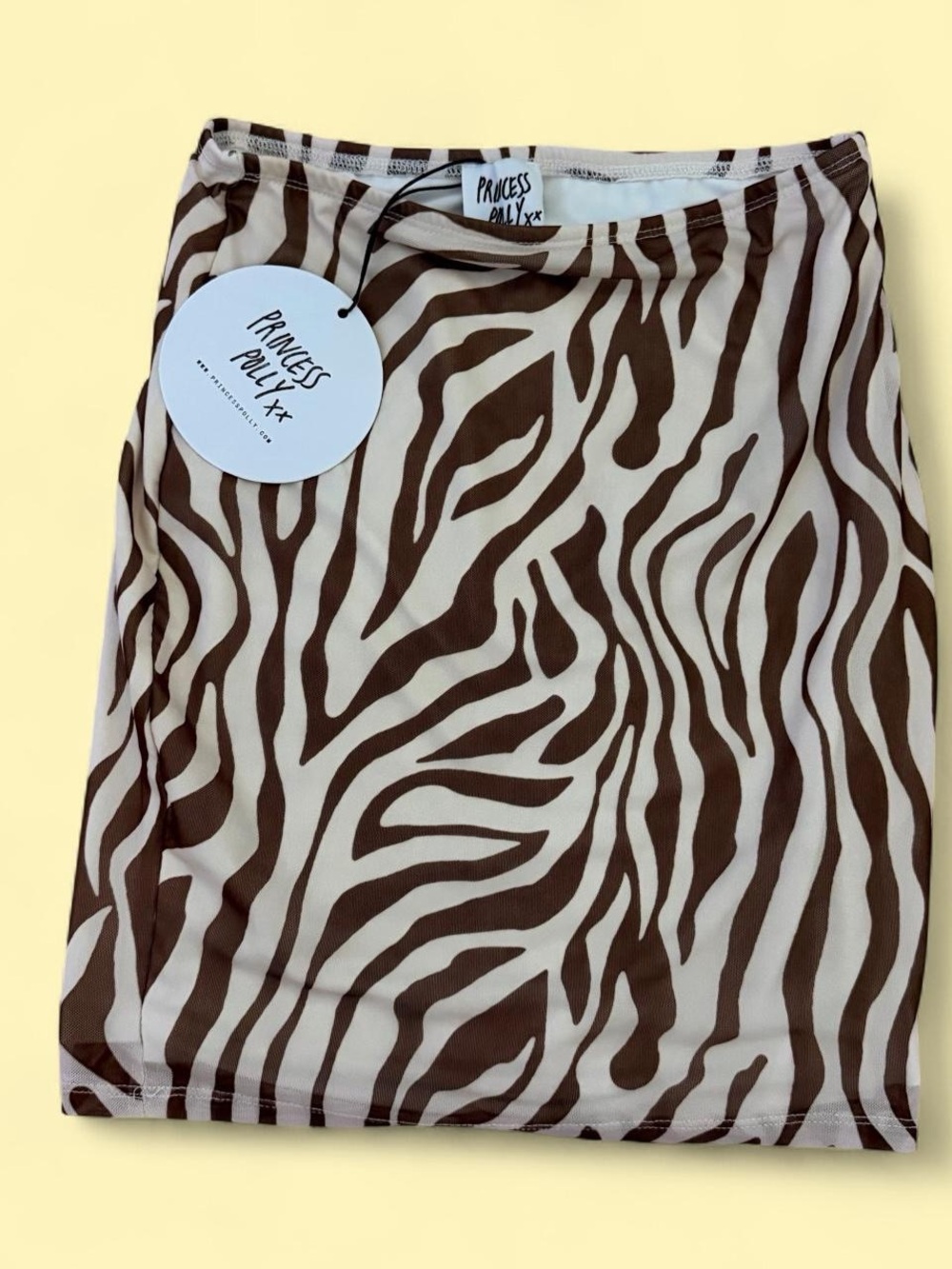 Princess Polly Brown & Cream Zebra-Print Mini Skirt